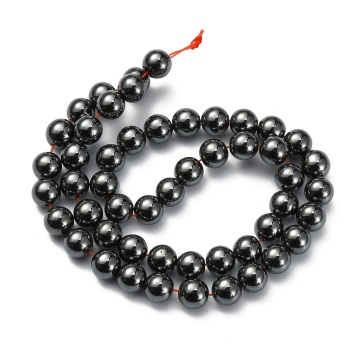 PandaHall 8mm Round Non-Magnetic Synthetic Hematite Beads: Jewelry Crafting Supplies