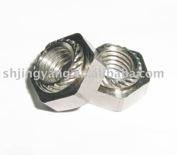Stainless steel incline knurled nuts in stainless steel sheet