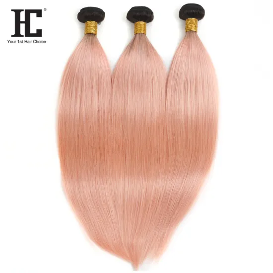 Two Tone 1B/Pink Weaves 100% Human Ombre Malaysian Hair Color Straight  Hair Bundles