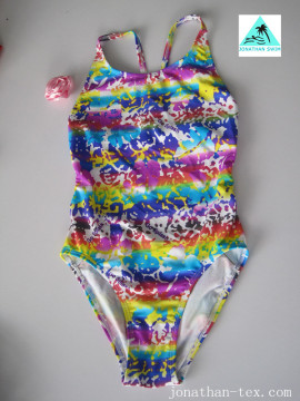 In stock high material print fashion lovely kids one-piece swimwear