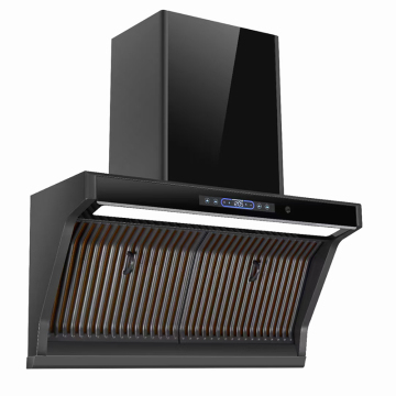 Chinese Style Smart Chimney Kitchen Smoke Extractor with Auto Opening Window, Super Quiet, Tempered Glass Range Hood