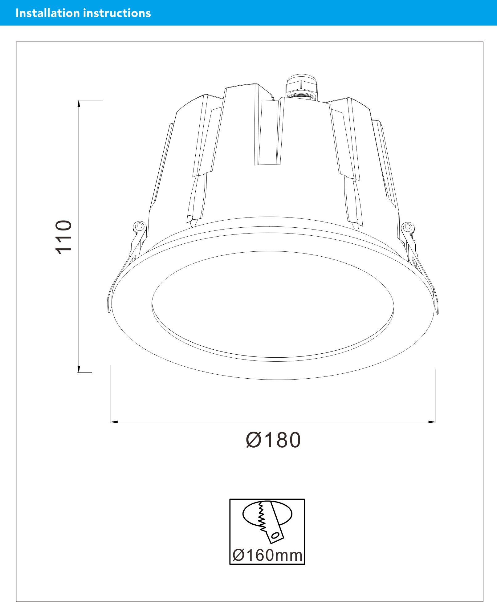 45W LED downlight Size