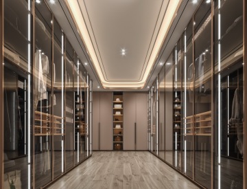 Modern Wardrobe with Stylish Frosted Glass Panels