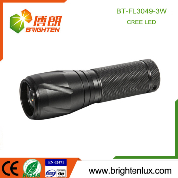 Factory Custom Made 3*aaa Battery Used Aluminum Material Housing Black Dimming Cree Q3 High Power led Focus Flashlight