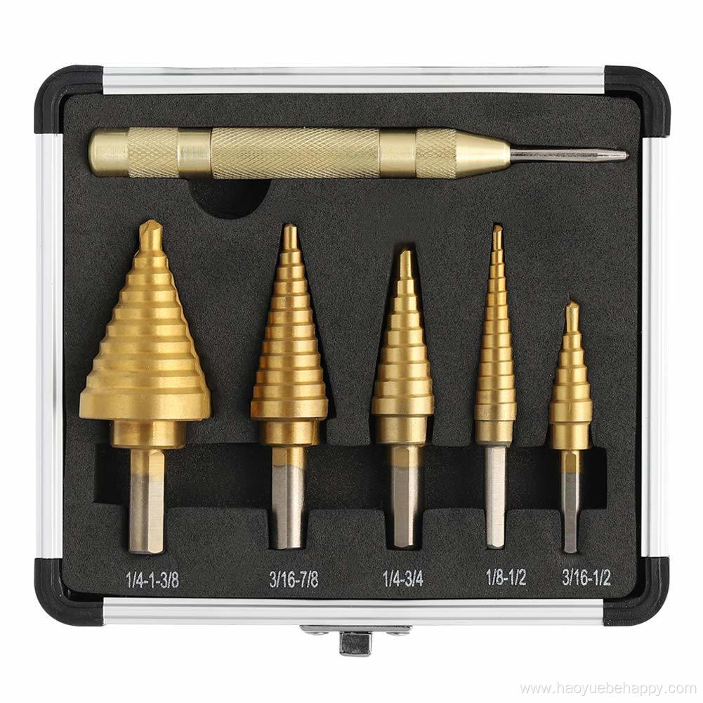 5PCS Step Drill Bits with Titanium Coated