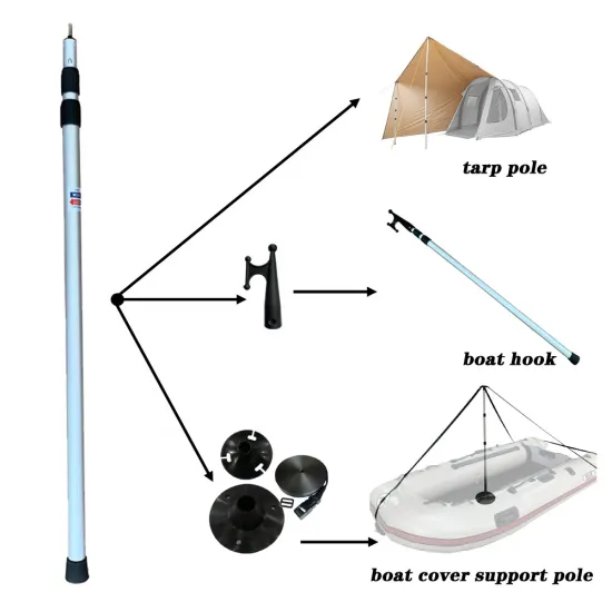 Qiyun Telescopic Aluminum Boat Hook for Cover Support and Tarp
