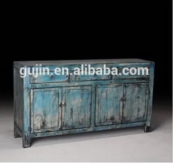 chinese antique reproduction long wood sideboard buffet storage cabinet