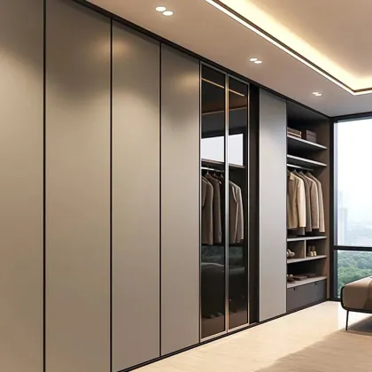 Customized Wooden Glass Door Swing Wardrobe Cabinet for a Stylish Home