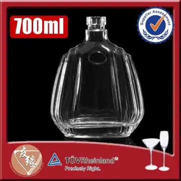 Super flint glass unique shaped 700ml xo glass bottle