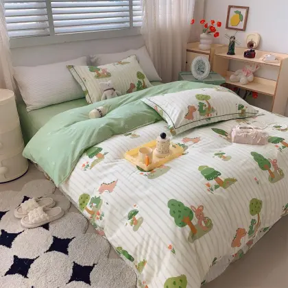 Jungle exploration bed sheet cover bedding pillowcase set