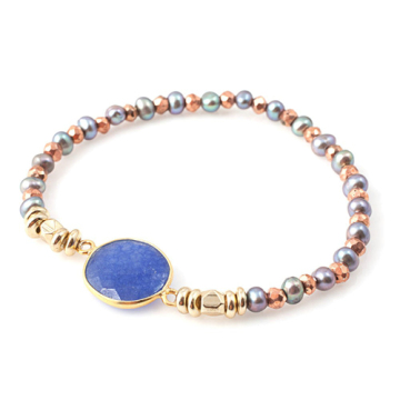 Custom with blue raw gemstone &colorful beads jewel necklace bracelet