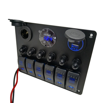 6 Gang 5 Pin ON/OFF Toggle Rocker Switch with USB 4.2A Dual Charger
