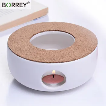 BORREY Mini Portable Ceramic Teapot Holder Base Teapot Warmer Insulation Base Coffee Water Warmer Candle Holder Tea Accessories