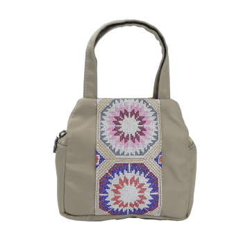 優雅尼龍民族刺繡手提皮包