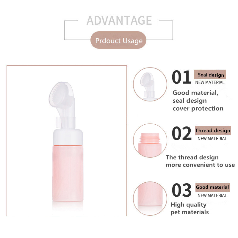 Pink 100ml cosmetic packaging pet cream mousse bottle