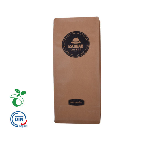 Matkvalitet brun håndverkspapir kaffeemballasjepose