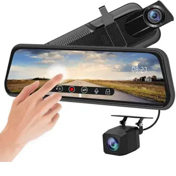4K Touch Screen 12 Inch Rearview DVR Mirror with GPS Night Vision Reverse Dash Cam
