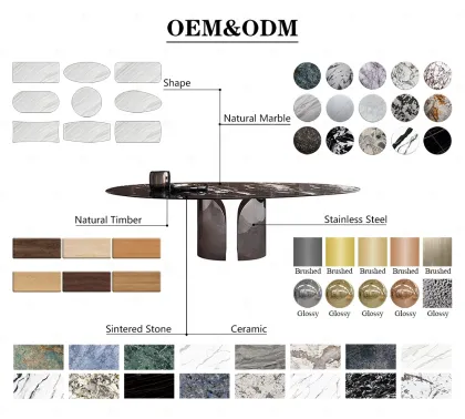 Contemporary Nordic One-Leg Stainless Steel Rectangle Dining Table