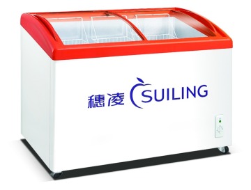 230L WDY-230 sliding curved glass door CB/CE chest freezer