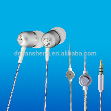 Quality products metal rhinestone earphone headphone microphone cable