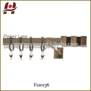 F120136 metal iron aluminium stainless steel brass telescopic aluminum adjustable square curtain rod
