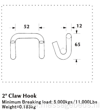 2 Inch Claw Hook 5000KG with Znic Plated Surface Treatment