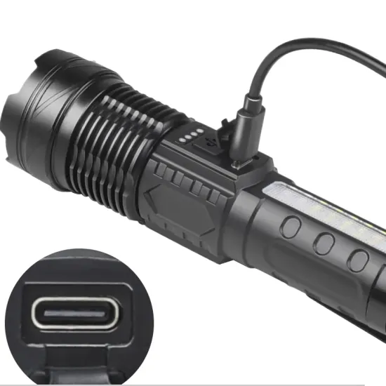 20000 Lumen A76 Rechargeable Flashlight with Side LED Red Light and Power Display