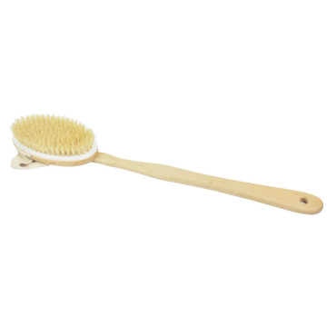 100% Natural Bristle and Wooden Long Handle Bath Brushes for Skin Scrubbing, Exfoliation, and Back Cleaning in the Shower