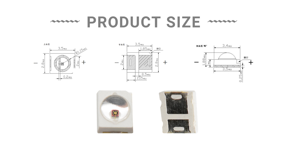 Size of Infrared 850nm IR LED