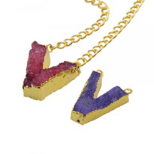 Colorful Crystal Alphabet Letter V Pendant Necklace