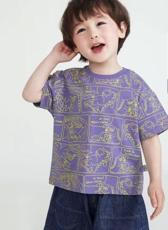 Boys' ice silk printed T-shirt short sleeve