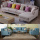 Reversible Fabric Pillow Sectional Sofa Chaise