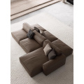 Italian minimalist tofu block leather modular sofa