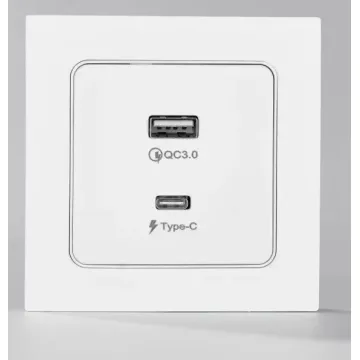 Toma USB y Tipo C Elendax Blanca