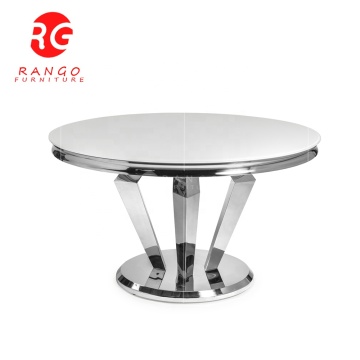 Round Glass Top Dining Table Set with 6 Leisure Chairs