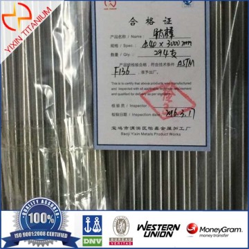 ASTM F136 Gr23 (Gr5 ELI) Titanium Bar for Medical Use