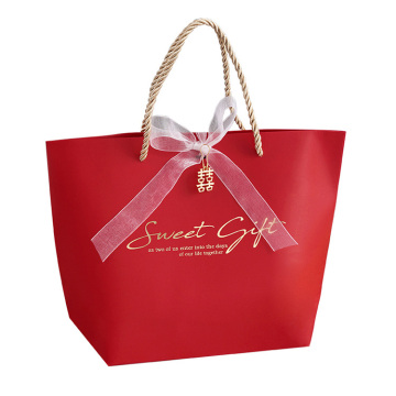 Luxury Magenta/Red Wedding Gift Bag With Ribbon