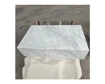 White Marble Plinth Side Table by Restoration Hardware
