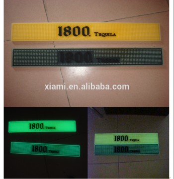 individual design engraved number glow in dark pvc bar mat