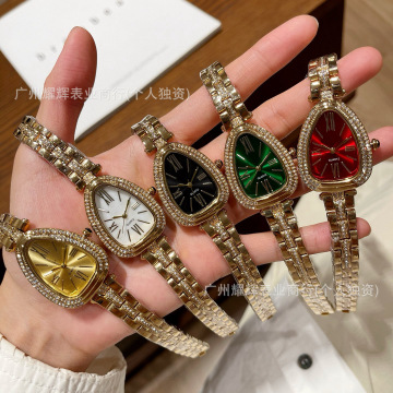 Diamond Snake Face Green Watch Vintage Style