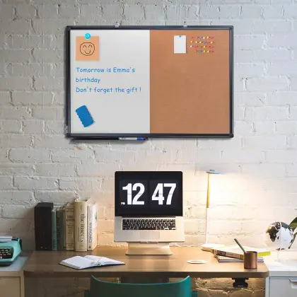 WEYOUNG Dry Erase and Cork Bulletin Combination Board