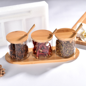 3PCS Kitchen Food Storage Container High Borosilicate Glass Spice Jar Set