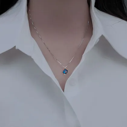 Jufeng Sterling Silver Crystal Necklace - Light Luxury Female Design