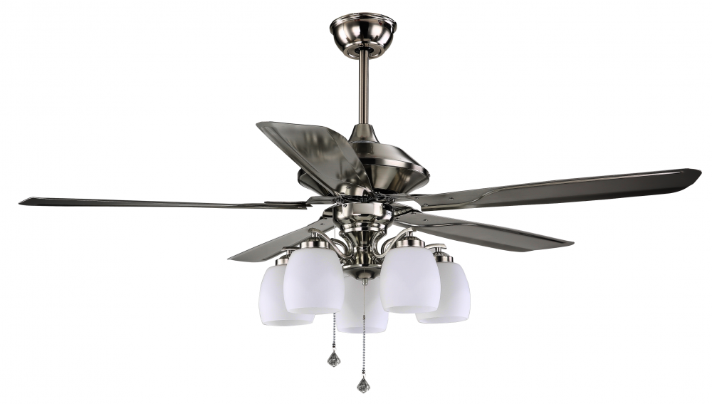 Ventilateur de plafond décoratif argenté de 52 pouces avec lumière