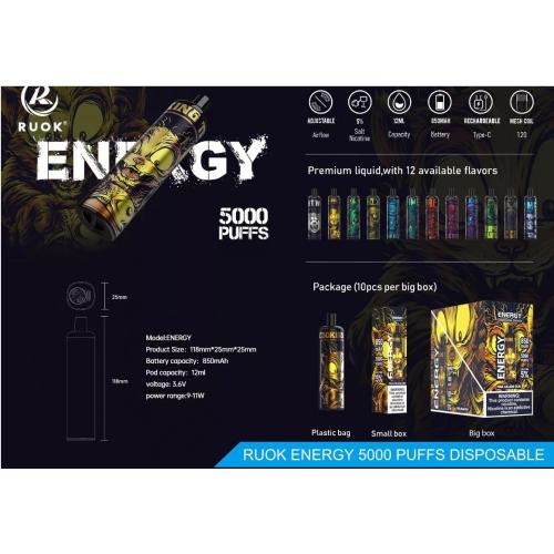 Disposaple Vape Ruok Energy 5000 Puffs Vape desechable