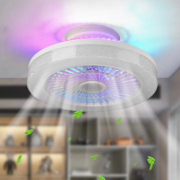 SLYNN 18-inch LED Ceiling Fan with Tuya RGB Multi-colored Light and DC Motor (Remote Control)