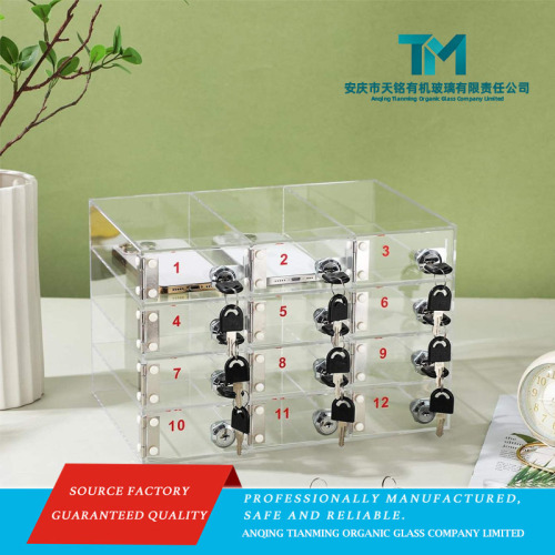 Vitrine de telefone em acrílico elegante e personalizada com 12 compartimentos com fechadura