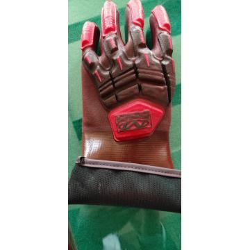 Red PVC Coated Glove TPR with Full Back of Hand Impact Guard