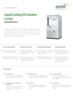 Jinko 1000V 1500V DC Battery Systems with Liquid Cooling ESS for Solar Power Systems
