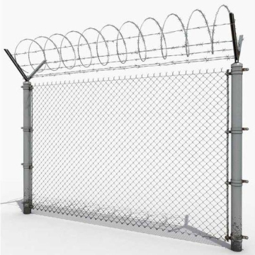 8ft Black Metal Bracing for Chain Link Fence with Razor Wire